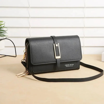 Leather Women's Mobile Phone Bag | Fashionable Multifunctional Small Square Bag (Trendy Retro Shoulder Bag)