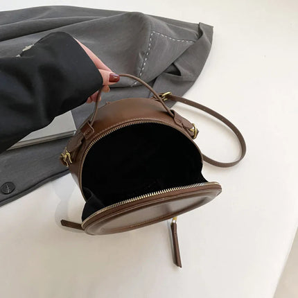 Round Crossbody Bags for Women | High Quality PU Leather Designer Shoulder Bag & Female Clutch Purse (Solid, Soft)