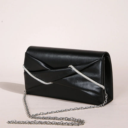 Hand Clutch Bag & Evening Clutch Bag for Women | Sparkling Crystal Rope Ruched Handbags & Glitter Envelope Purse for Party Girls