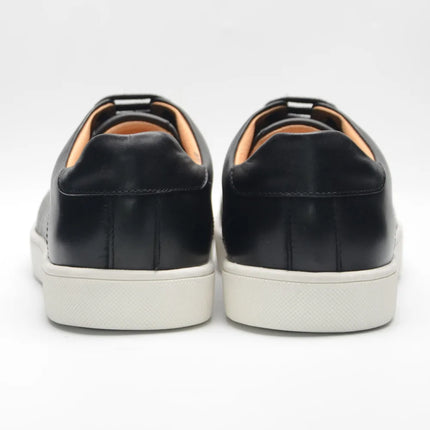 Luxury Designer Men's Genuine Leather Skateboard Sneakers | Classic Black, White & Brown Lace-Up Casual Oxfords