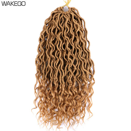 Goddess Faux Locs Crochet Hair | 18" Soft Curly Braids | Ombre Dreadlocks Extensions | 24 Strands/Pack