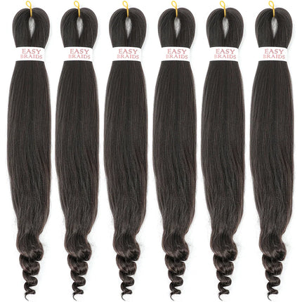 Pre-Stretched French Curly Braiding Hair - Natural Black Crochet Braids (Hot Water Setting)