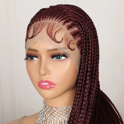 99J Burgundy Goddess Twist Braids Wig | HD Lace Frontal | Knotless | Baby Hair