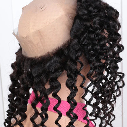 180% Density Deep Wave 360 Lace Frontal Wig | Transparent Swiss Lace Brazilian Remy Human Hair (12-20 Inch)