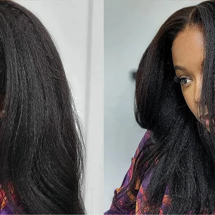 13x4 HD Lace Front Kinky Straight Wig | Long | Brazilian Virgin Hair | Pre-Plucked | Natural Hairline