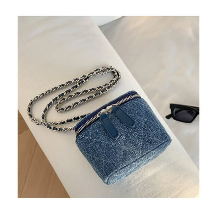 Mini Denim Crossbody Bags for Women | Lingge Chains Shoulder Bag & Fashion Brands Box Bag (Lipstick Coins Purses & Handbags)