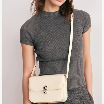 Women's Bag Luxury Brand | New Fashion Shoulder & Crossbody Square Bags (Designer Split Leather Tote Handbag with Lock)