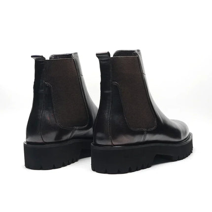 British Style High Top Men's Chelsea Boots | Classic Luxury Genuine Leather (Height Increasing, Elastic Band)