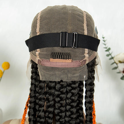 Knotless Box Braids Full Lace Wig | Cornrow Accents | Baby Hair | Synthetic Braided Wig