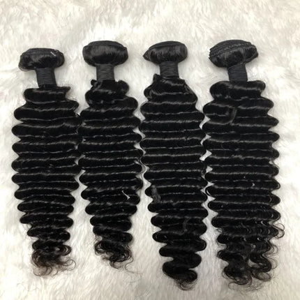 Queenlike 24 26 28 Inch Deep Wave Human Hair Bundles | Brazilian Remy Hair Extensions | Deep Curly Weave