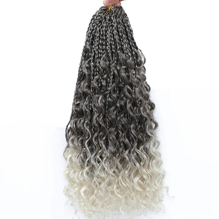 Ombre Goddess Box Braids Crochet Hair with Curly Ends | 14 Inch | 1-6 Packs