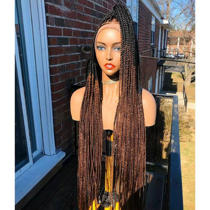 Ready-to-Ship 28" Center Part Box Braids Wig | 13x4 Lace Front | Middle Part | Kanekalon