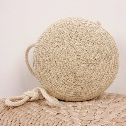 Summer Woven Straw Crossbody Bag for Women | Fashion Round Handmade Rattan Beach Small Handbag (Travel Female Shoulder Bag)