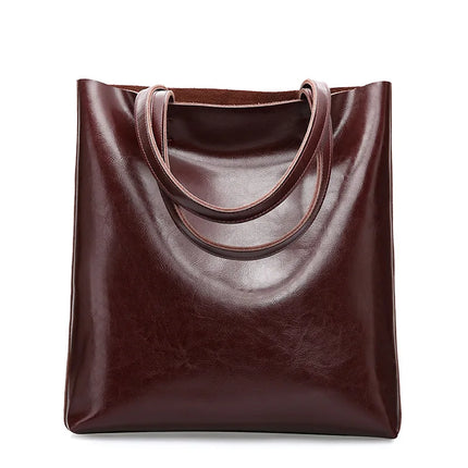 Real Genuine Leather Women's Shoulder Bags | Large Capacity Female Fashion Office Retro Handbag (Cow Leather, Big Bags for Women)