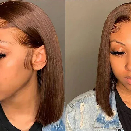 #4 Chocolate Brown Bob Wig | Glueless | Ready To Wear | Brazilian Hair | Human Hair | Straight | Invisible | Closure Wigs For Women