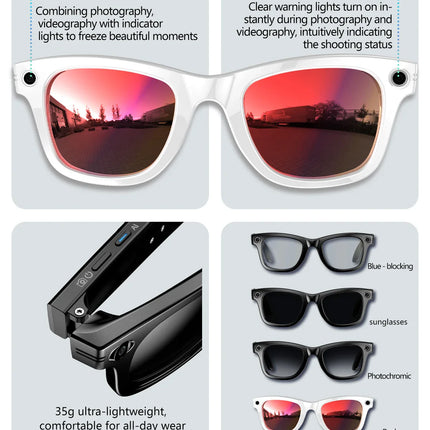 GUHUAVMI New 800W Camera AI Smart Glasses Color-Changing Translation Glasses Photo Video Recording Waterproof