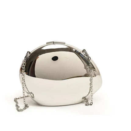 Designer Acrylic Shell Shape Clutch Bag | Gold Silver Women's Evening Party Bag (Cute Shiny Metal Shoulder & Crossbody Purse)