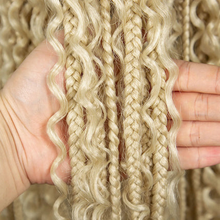 36 Inch Boho Knotless Box Braids Full Lace Wig | Transparent Lace Synthetic Braided Wig with Curly Ends