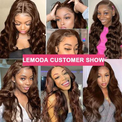 Short Bob Wig | Glueless 13x4 Lace Front Wig | Chocolate Brown Body Wave | Brazilian Remy Human Hair | Ready to Wear