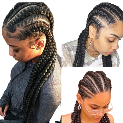 36" Cornrows & Box Braids Wig | #27 Honey Blonde | Knotless Braids | Full Lace | Synthetic Hair | Black Women