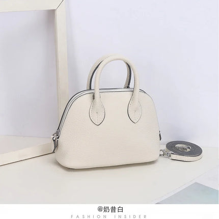 Shell Bag Women's Messenger Bag | Cow Leather Simple Shoulder Bag & Fashion Ladies Classic Handbag (Small Mobile Phone Crossbody Bag)