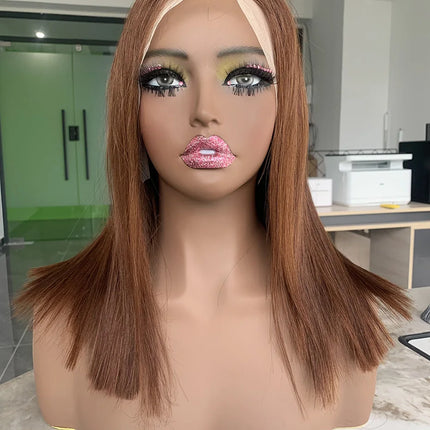 #4 Chocolate Fall Brown Bone Straight Bob Wig | 13x4 Transparent Lace Front Raw Vietnamese Human Hair (250% Density)