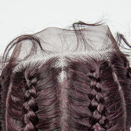 22" Box Braids Full Lace Wig | Two Curly Ponytails | Baby Hair | Synthetic Braided Wig