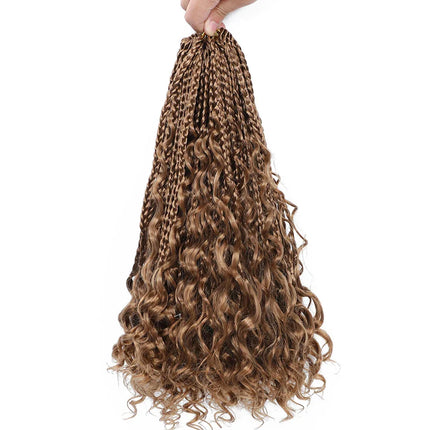 Ombre Goddess Box Braids Crochet Hair with Curly Ends | 14 Inch | 1-6 Packs