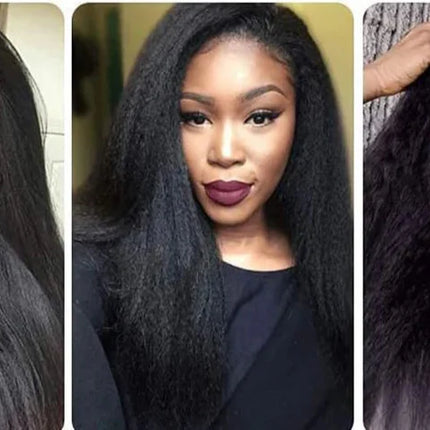 Kinky Straight U-Part Wig | Black & Brown Human Hair for Seamless Blend