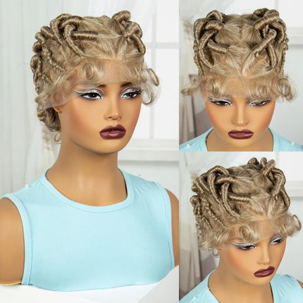 Ginger Orange Bantu Knotless Braids Wig | Full Lace | Baby Hair