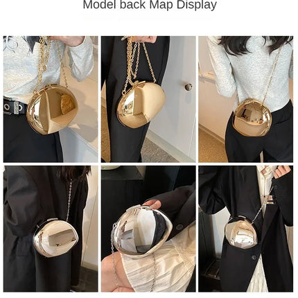 Designer Acrylic Shell Shape Clutch Bag | Gold Silver Women's Evening Party Bag (Cute Shiny Metal Shoulder & Crossbody Purse)