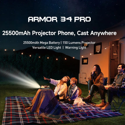 Ulefone Armor 34 Pro 5G AI Rugged Phone 25500mAh Up to 32GB+512GB Built-in Projector 120Hz 6.95" NFC Smartphone