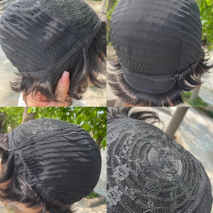 Short Pixie Cut Wig Human Hair | Machine Made Wig with Bangs | Brazilian Remy Hair | Pixie Wig for Black Women