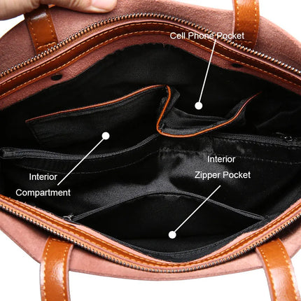 Real Genuine Leather Women's Shoulder Bags | Large Capacity Female Fashion Office Retro Handbag (Cow Leather, Big Bags for Women)