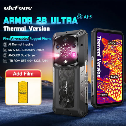 Ulefone Armor 28 Ultra 5G AI Thermal Imaging Rugged Phone Dimensity 9300+ 1TB ROM 32GB RAM Android Smartphone