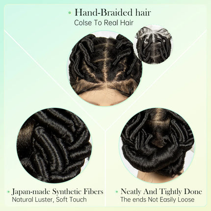 Knotless Cornrow Twist Full Lace Front Wig | Crochet Braids | Transparent Lace | Black Women