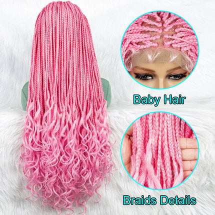 New HD Curly Goddess Box Braids Wig | Transparent Full Lace
