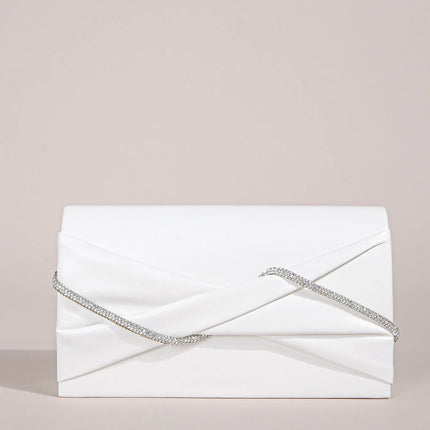 Hand Clutch Bag & Evening Clutch Bag for Women | Sparkling Crystal Rope Ruched Handbags & Glitter Envelope Purse for Party Girls