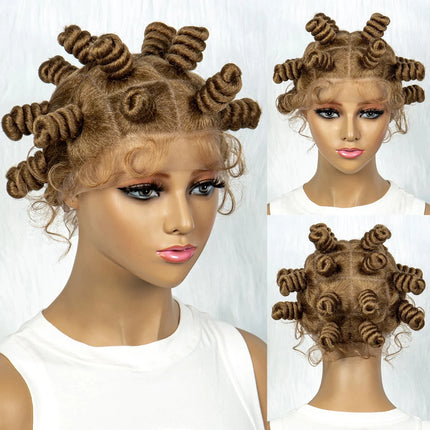 KIMA Bantu Knot Knotless Box Braids Wig | 350# Blonde Braided Bun Full Lace Wig for Black Women