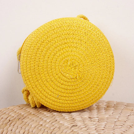 Summer Woven Straw Crossbody Bag for Women | Fashion Round Handmade Rattan Beach Small Handbag (Travel Female Shoulder Bag)