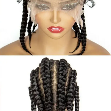 14" Short Cornrow Braids Wig | Transparent Full Lace Bob with Baby Hair
