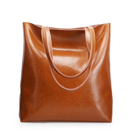 Real Genuine Leather Women's Shoulder Bags | Large Capacity Female Fashion Office Retro Handbag (Cow Leather, Big Bags for Women)