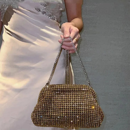 Luxury Glitter Cloud Bag Women's Handbag | Crystal Shiny Rhinestones Diamond Evening Bag (Wedding Party Clutch Purse Shoulder Bag)