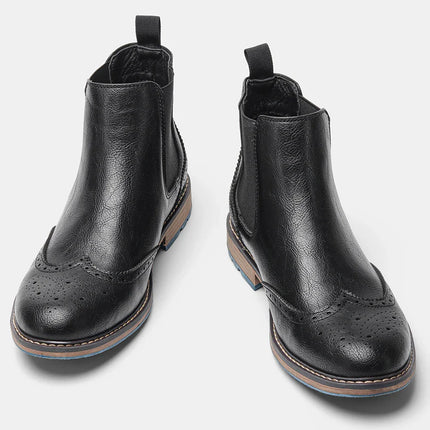 Brogue Chelsea Men's Boots | American Style Comfortable Fashion Leather Boots (Low Heel)