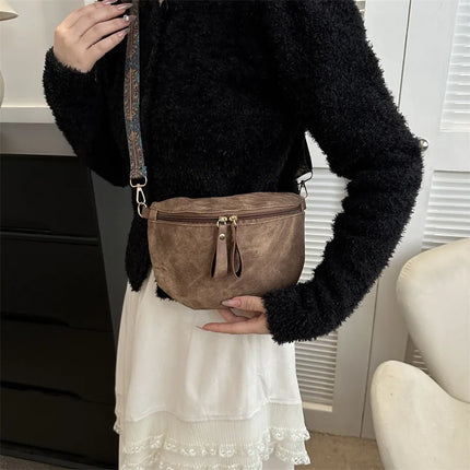 Stylish Hobo Solid Color Satchel | Luxury Designer Chest Bag & Women's PU Leather Waist Bags (Wide Strap Fashion Fanny Shoulder Pack)