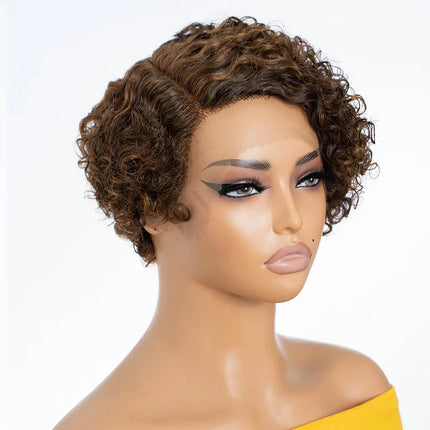 Natural Black Pixie Cut Wig | Short Curly Bob 13x1 Lace Front Human Hair (Pre-Plucked)
