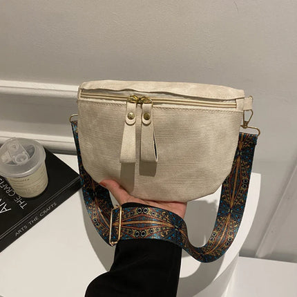 Stylish Hobo Solid Color Satchel | Luxury Designer Chest Bag & Women's PU Leather Waist Bags (Wide Strap Fashion Fanny Shoulder Pack)