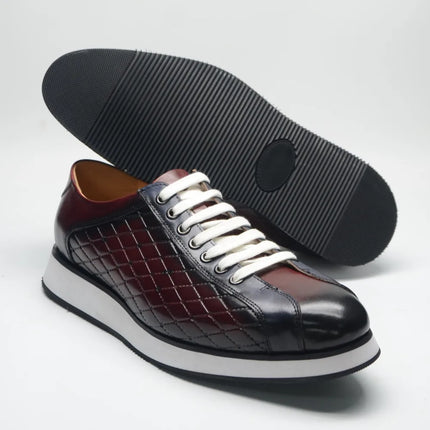 Original Men's Designer Casual Sneakers | Genuine Leather Plaid Derby Skateboard Shoes (Height Increasing)