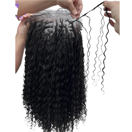 26"+ Boho Knotless Braids Ponytail Wig | HD Full Lace | Human Hair | 300% Density | Baby Hair
