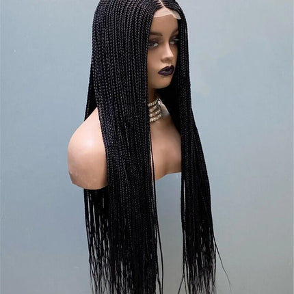 Ready-to-Ship 28" Center Part Box Braids Wig | 13x4 Lace Front | Middle Part | Kanekalon
